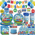 Train Birthday Decorations Party Tableware for 50 Guests - Complete