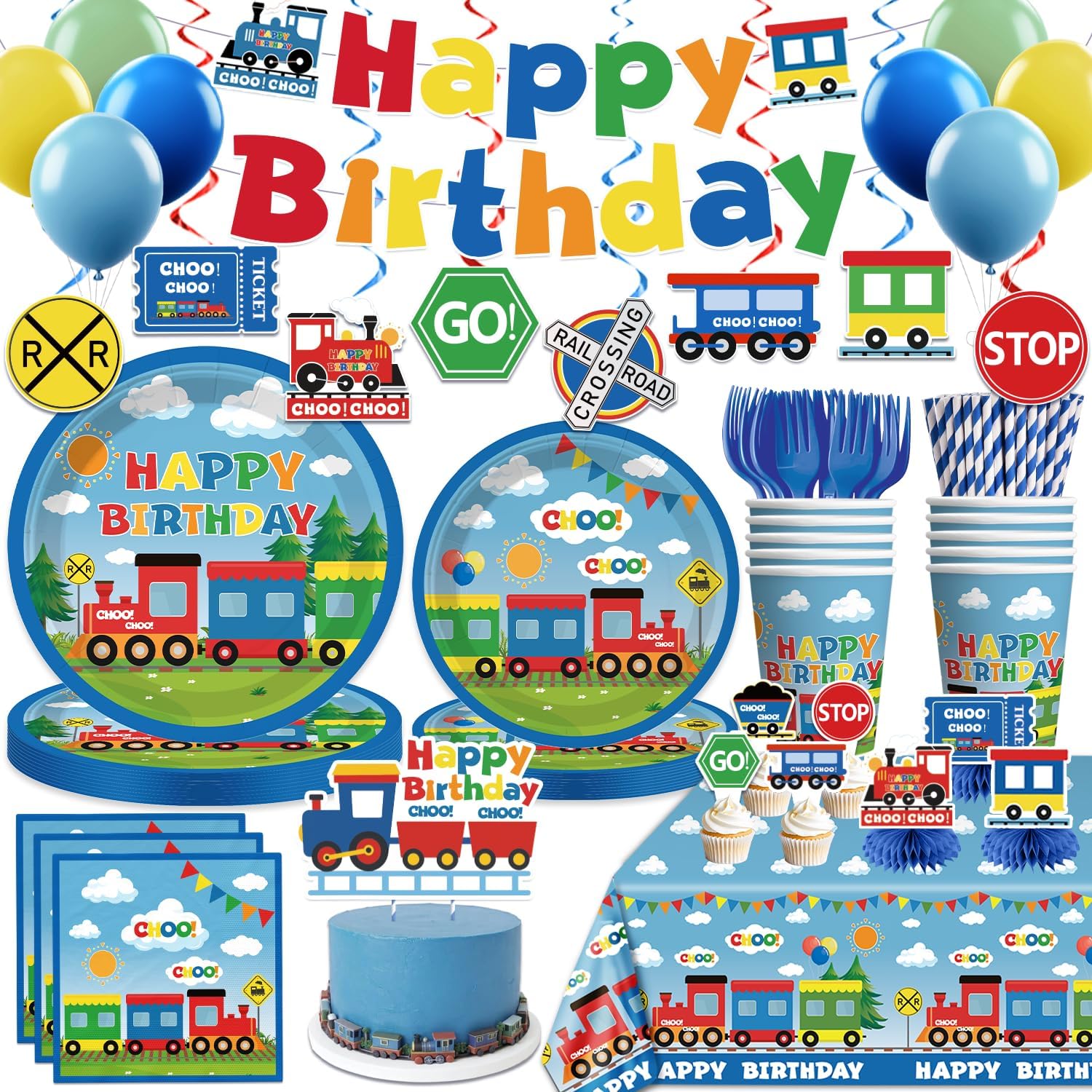 Train Birthday Decorations for 50 Guests - Perfect Party Supplies