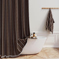 Extra Long Shower Curtain 72x84 - Boho Rustic Chic Linen Tassel