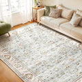 8x10 Area Rug Light Blue - Machine Washable Low Pile Vintage