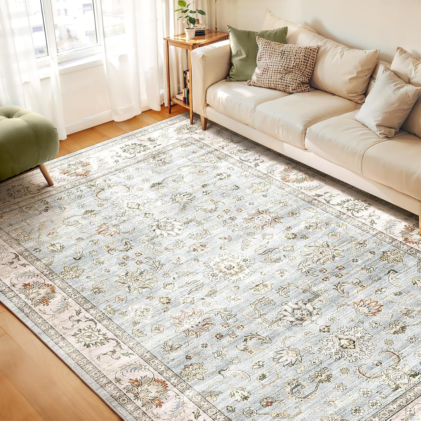 WITSHOCK 8x10 Area Rugs: Vintage Non-Slip Lightweight Carpet