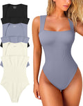Women's Ribbed 3-Pack Bodysuits - Sleeveless Tummy Control Tops