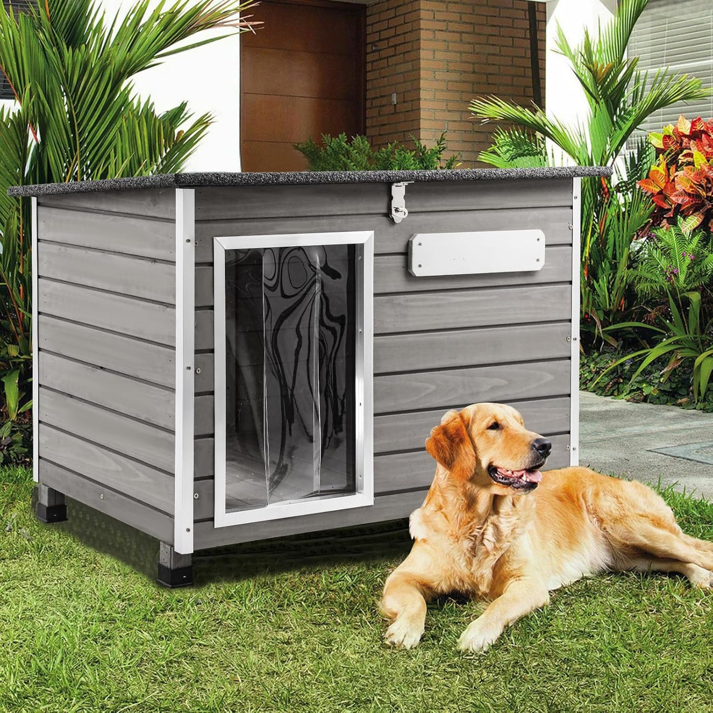 Large Dog House Outdoor Weatherproof Wooden Igloo for Pets