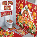 Christmas Shower Curtain Set with Rugs and Towels - Festive