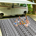 10x14 Outdoor Rug Patio Waterproof Reversible Grey White Boho