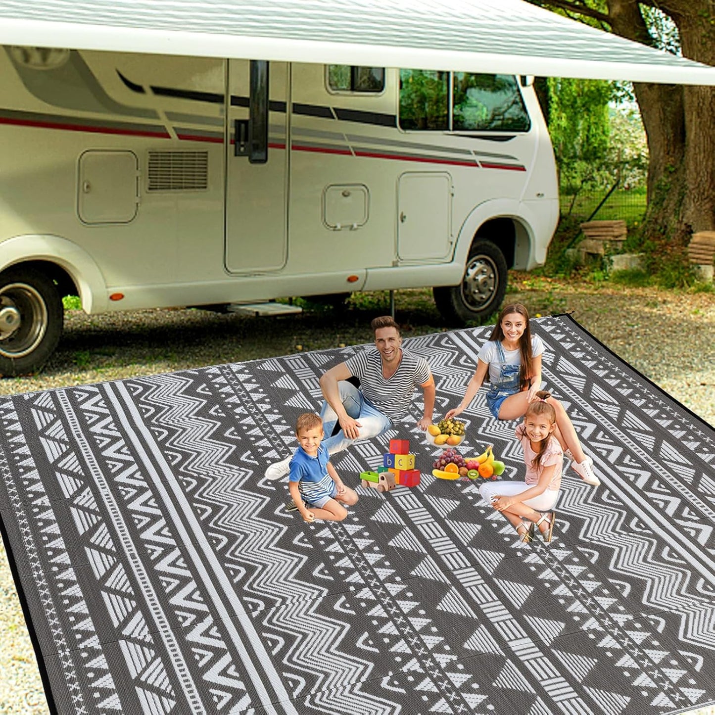10x14 Outdoor Rug Waterproof Large RV Mat for Camping & Patio