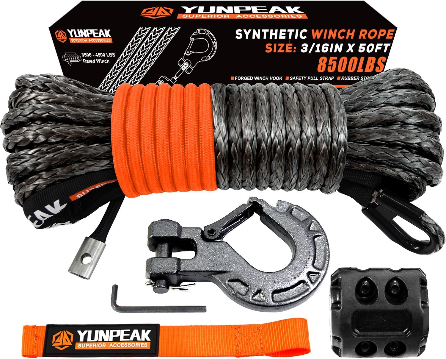 Synthetic Winch Rope Kit for Off-Road Vehicles - Heavy Duty
