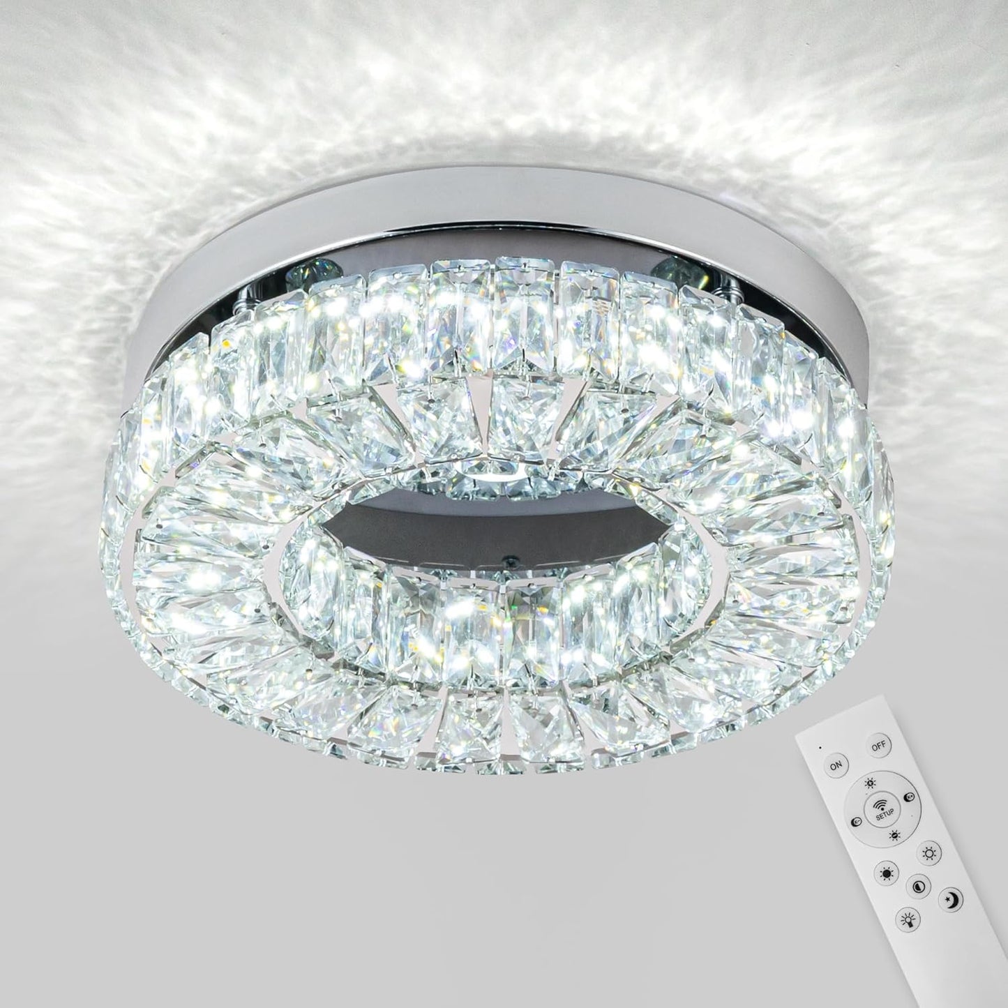 Modern Crystal LED Flush Mount Ceiling Light Fixture for Home