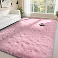 DweIke Fluffy Shaggy Area Rug 6 ft x 9 ft - Soft Plush Pink