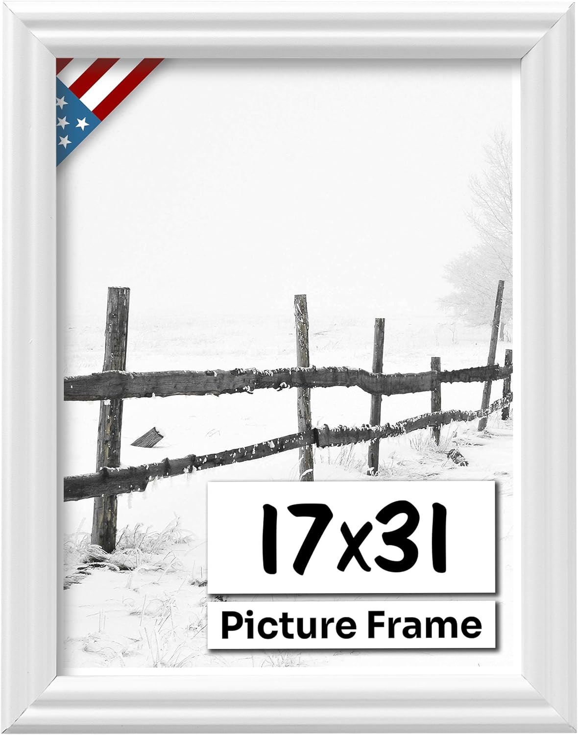 White 17x31 Picture Frame - Handmade Solid Wood Wall Decor