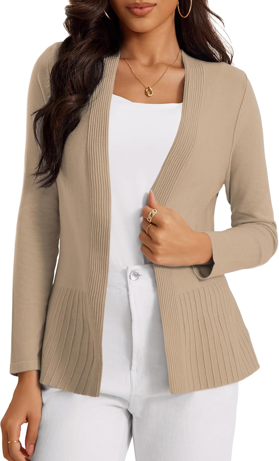 Women's Casual Open Front Sweater Long Sleeve Cardigan