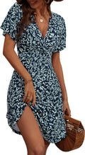 FENSACE Women's Short Sleeve Dress in Elegant Floral Print