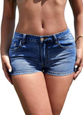 WDIRARA Women's Low Waist Button Skinny Denim Shorts - Y2K Stretch are