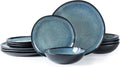 Ceramic Dinnerware Set for 4 - Handmade Reactive Glaze 12pc