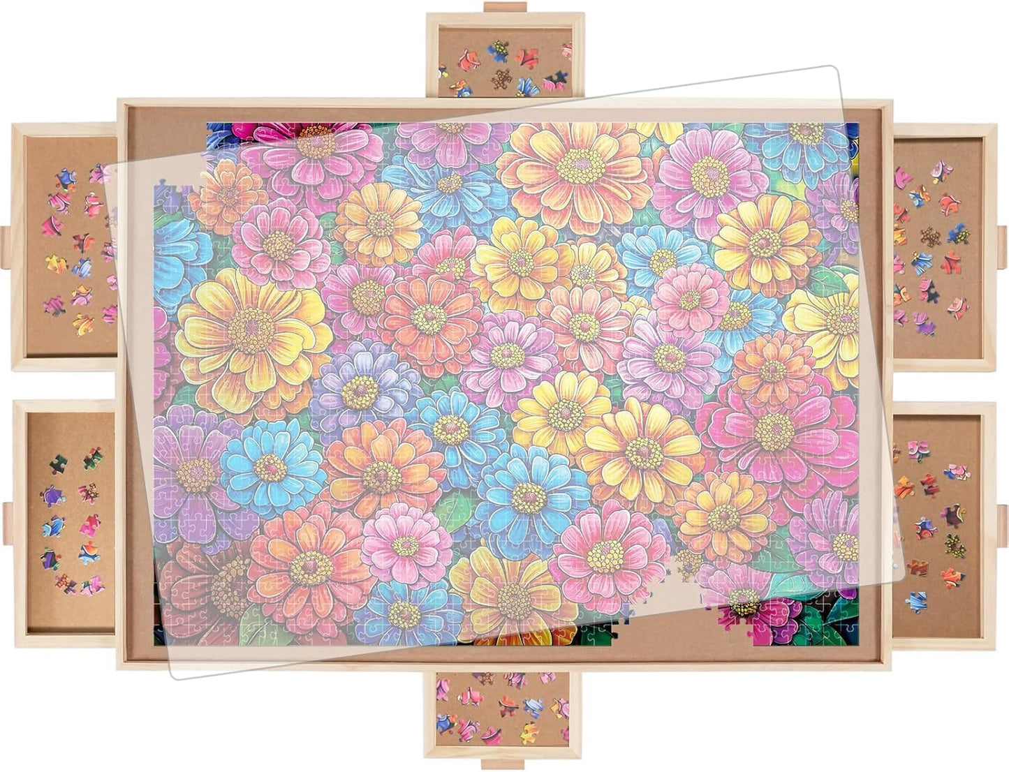 1500 Pieces Rotating Puzzle Board with 6 Drawers for Enthusiasts