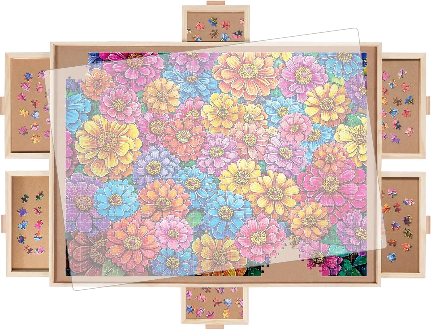 1500 Pieces Rotating Puzzle Board with 6 Drawers for Enthusiasts