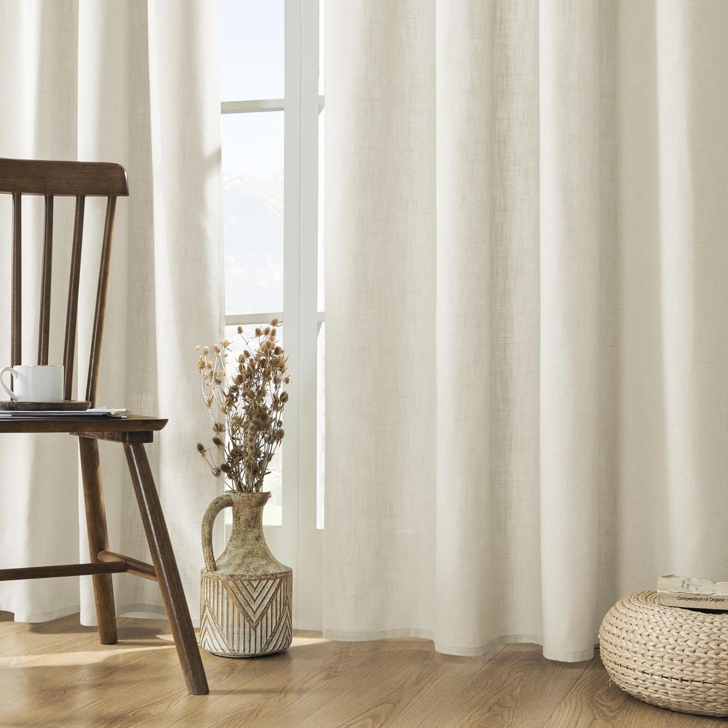 Joydeco Linen Curtains 84 Inch Length for Elegant Living Rooms