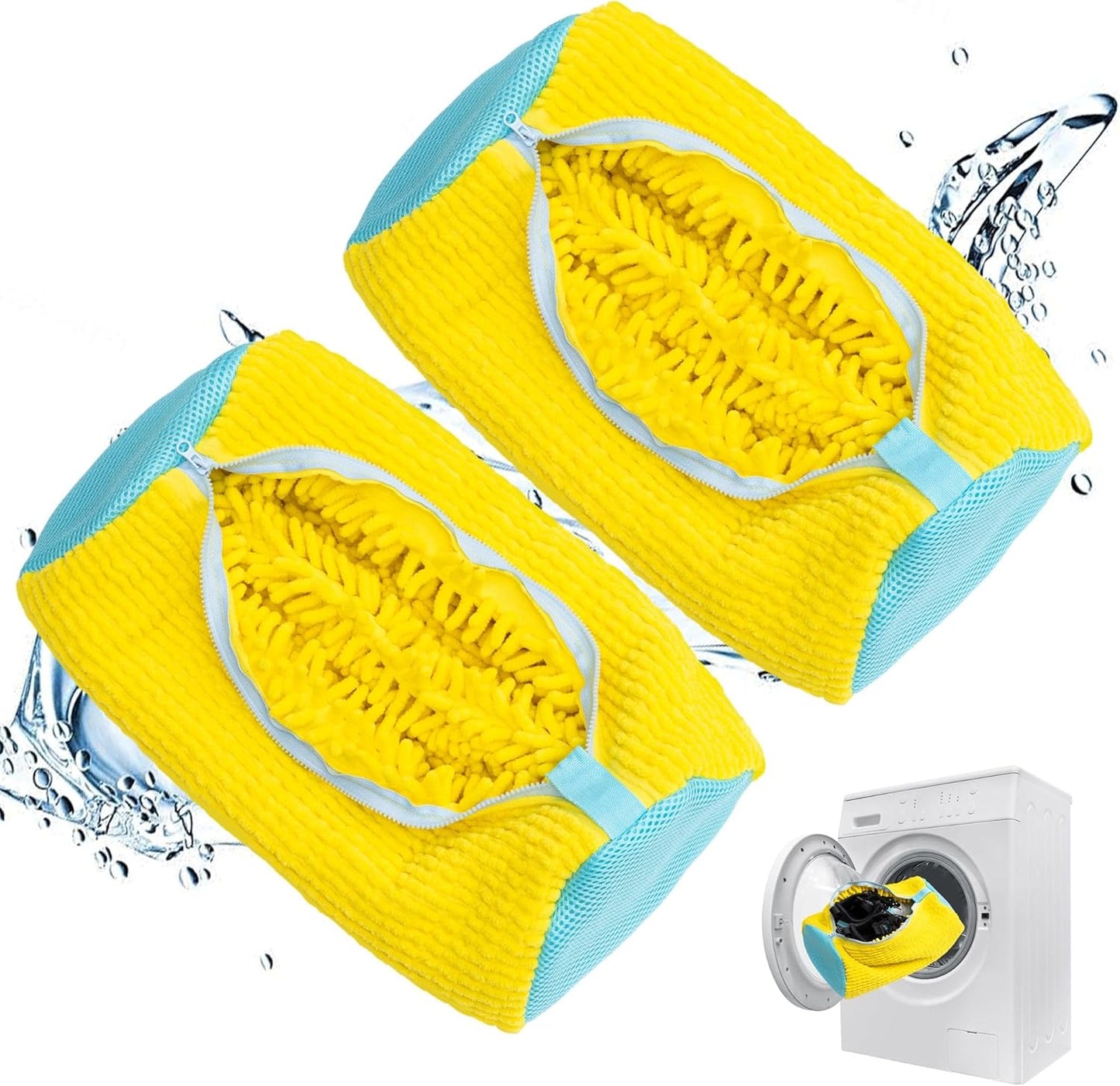 Shoe Washing Bag Set - LunaXia - Wash Shoes in Washer & Dryer - Yellow