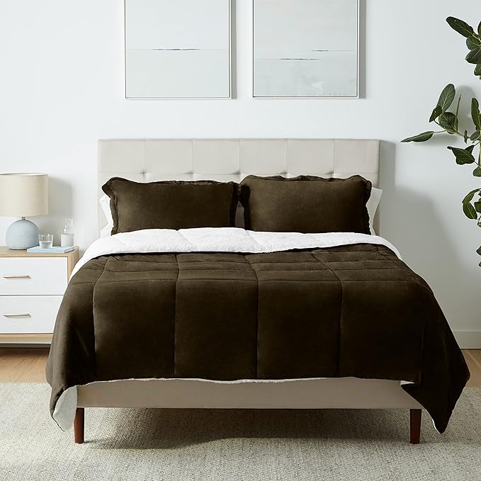 Ultra-Soft Micromink Sherpa Comforter Set for Full/Queen Beds
