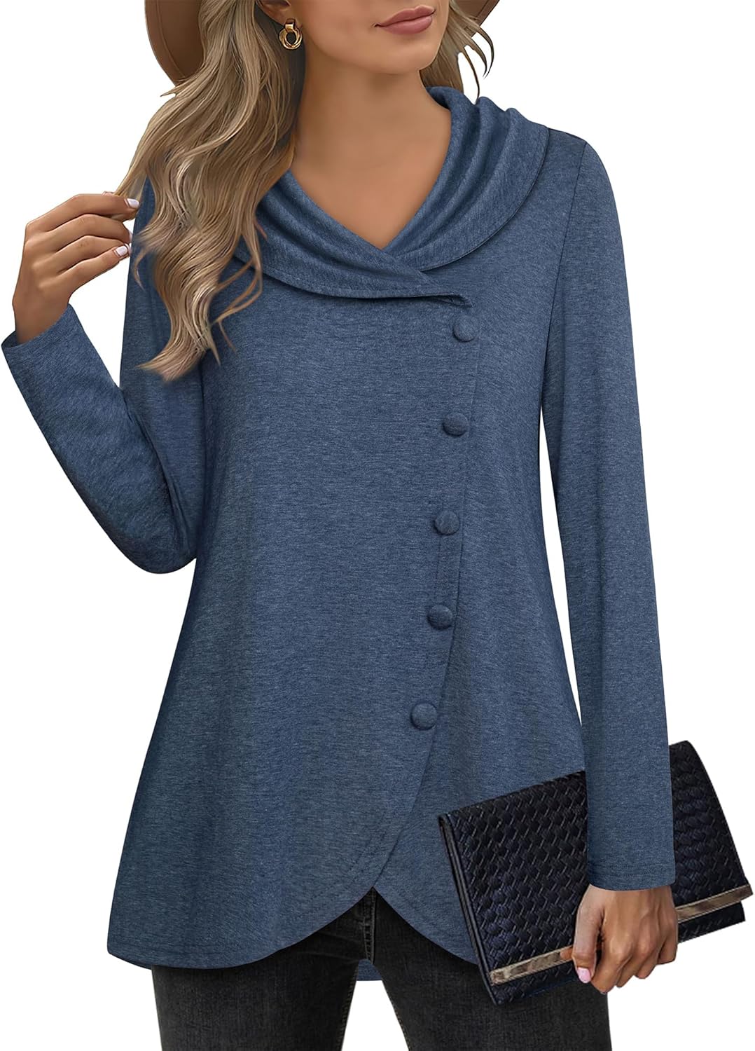 VALOLIA Womens Long Sleeve Tops with Tulip Hem for Winter Style