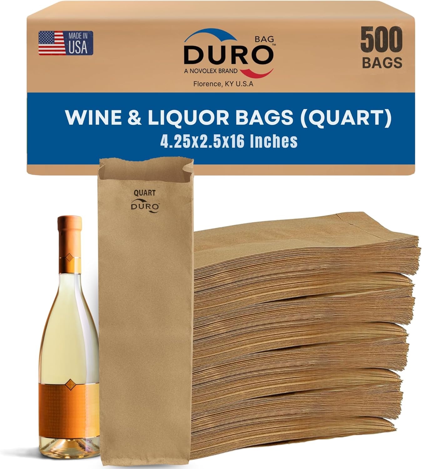 Duro Kraft Paper Wine & Liquor Bags for Quart-Sized Bottles