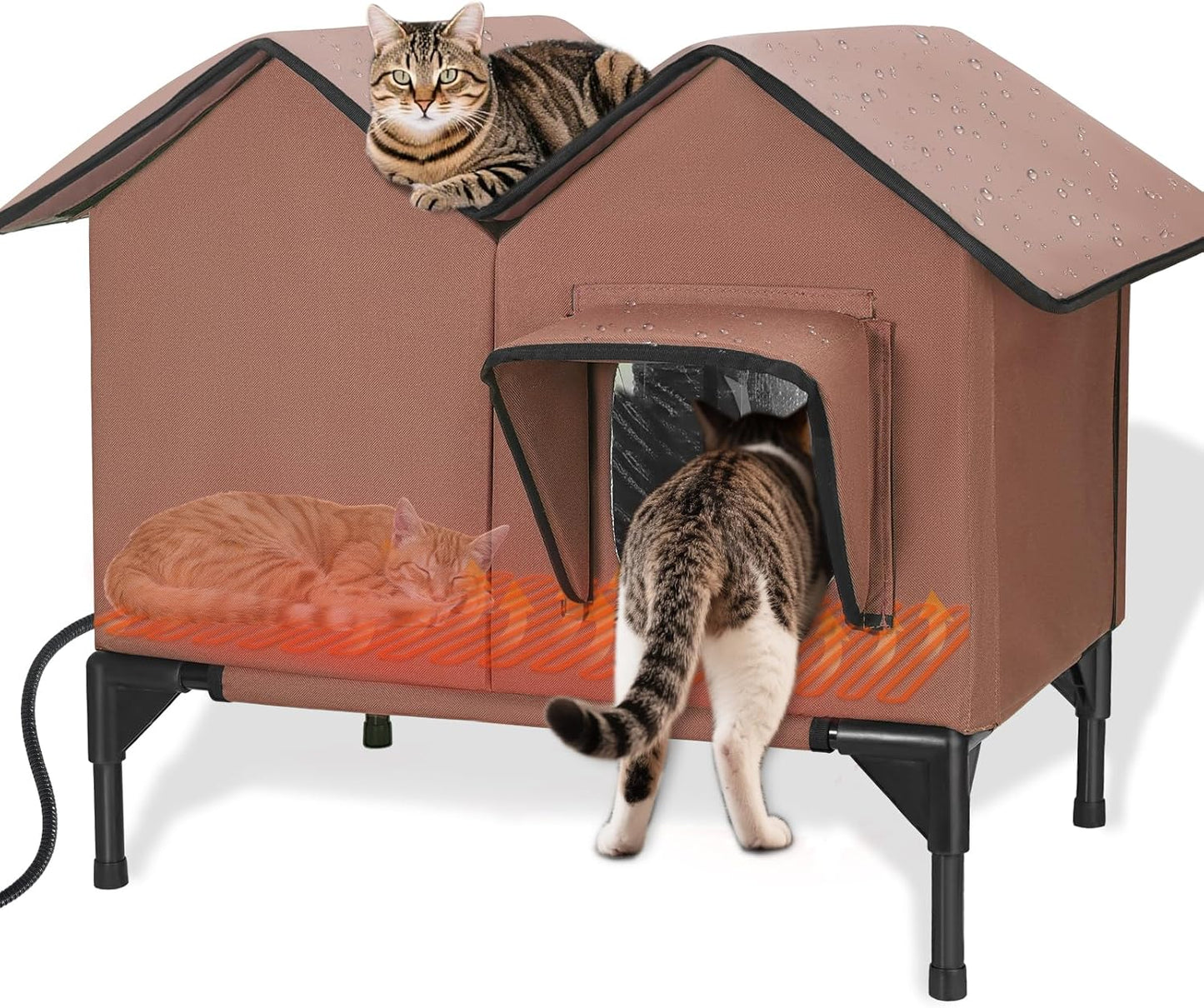 Large Heated Cat House for Outside in Winter - Insulated Shelter
