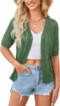Yekaty Womens Short Sleeve Crochet Cropped Cardigan - Lightweight