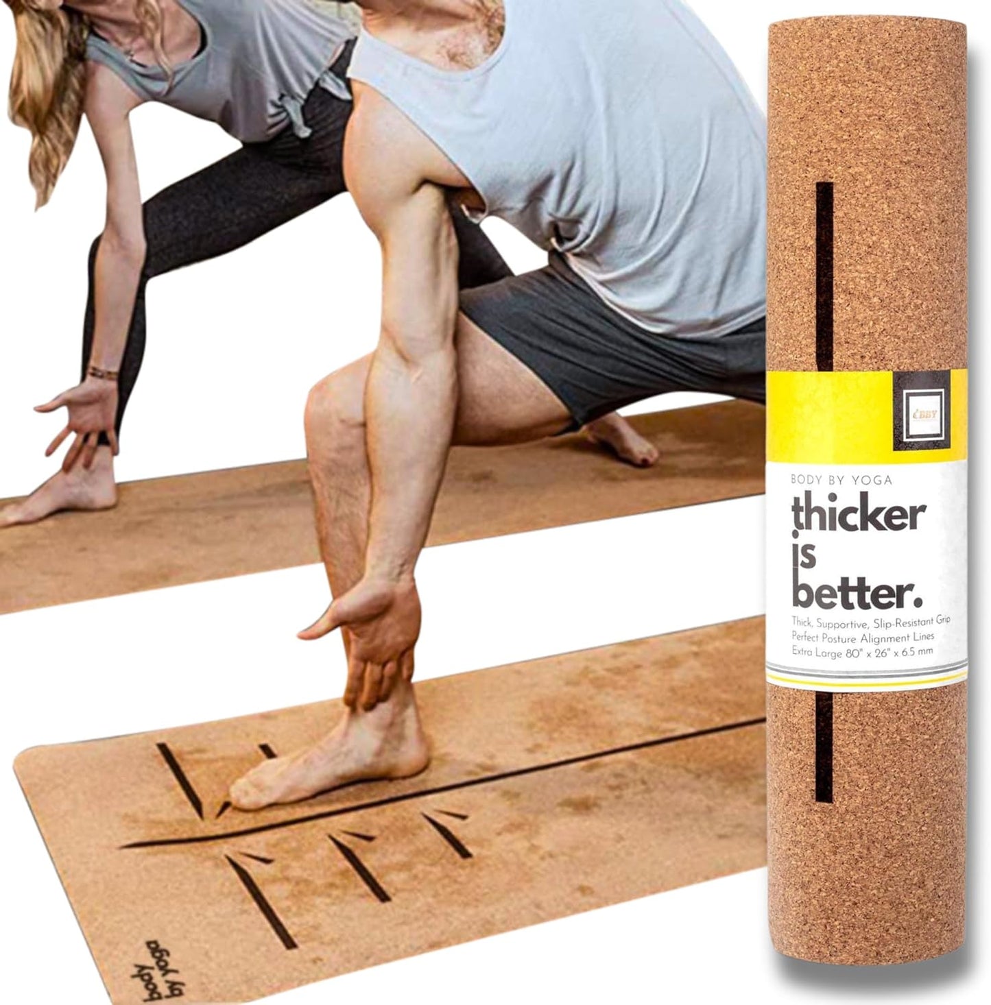 Luxury Cork Yoga Mat - Non Slip, Extra Thick Grip
