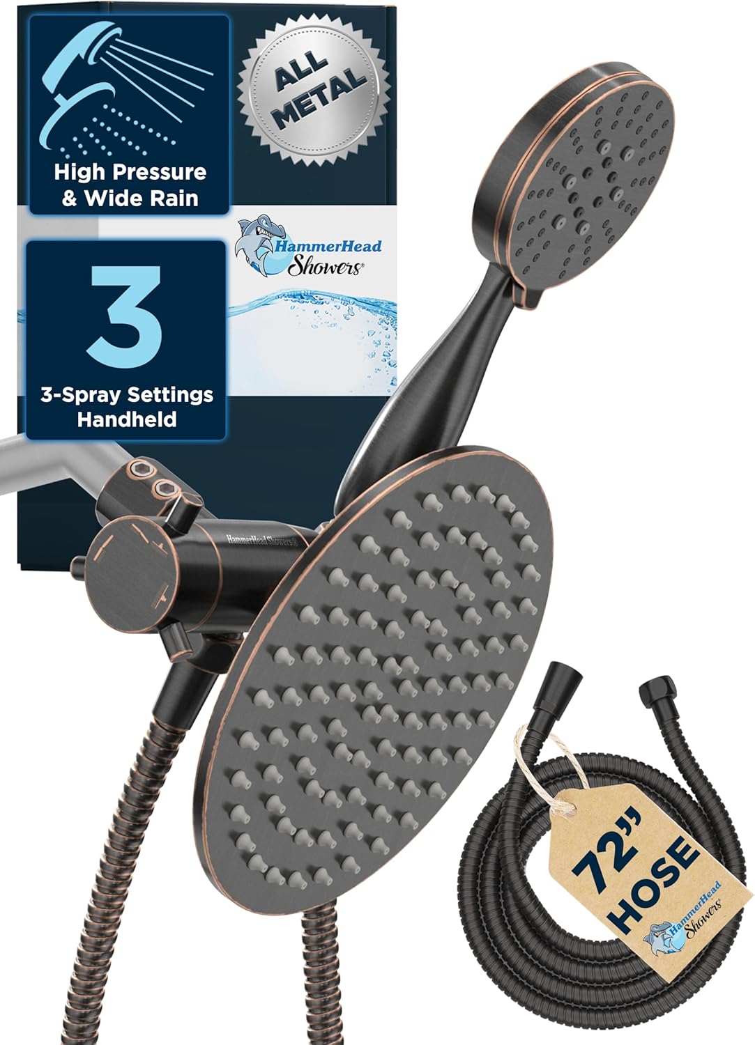 HammerHead Showers Dual Shower Head Combo for Ultimate Luxury