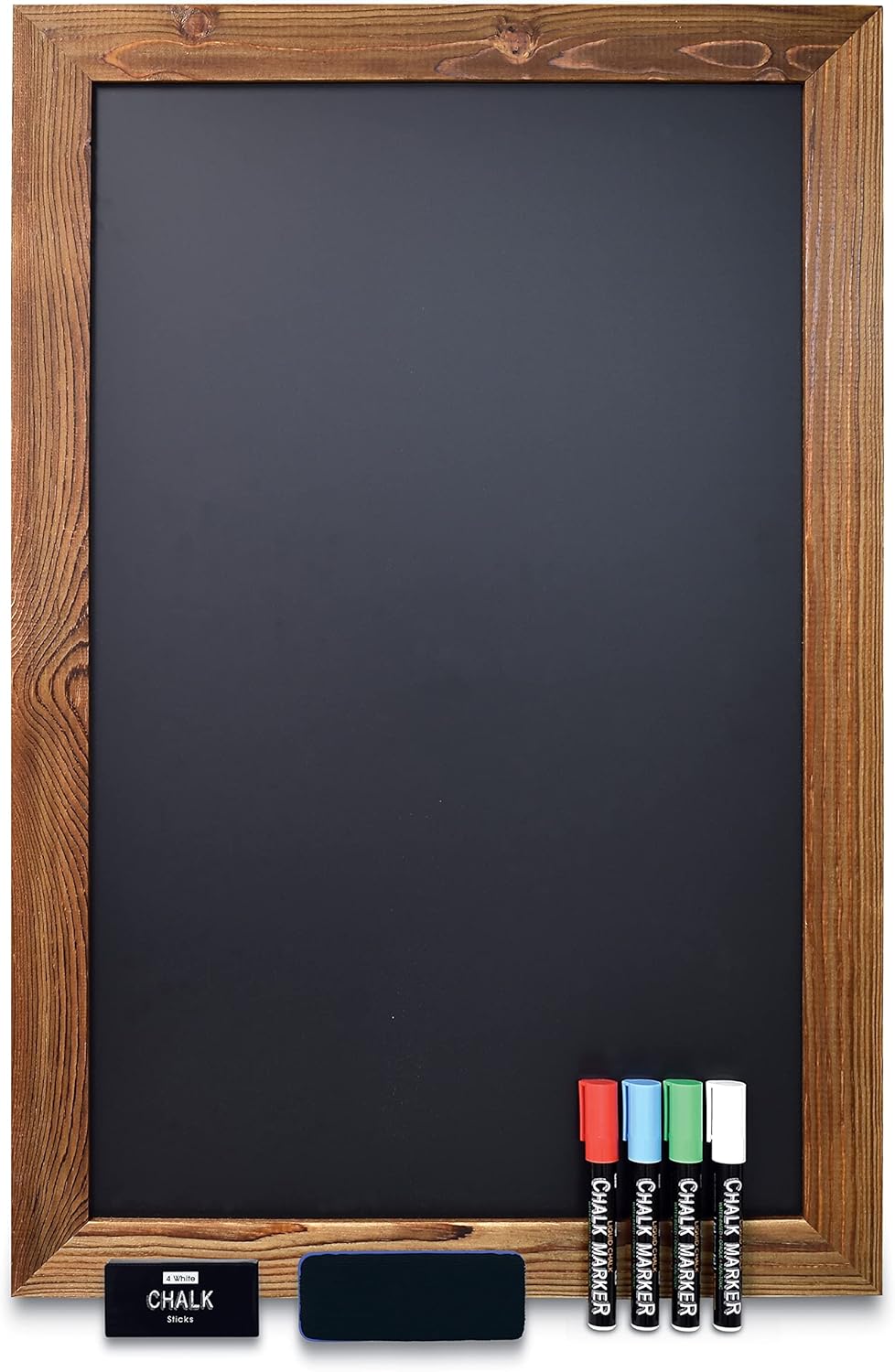 Magnetic Wall Chalkboard Sign with Rustic Wood Frame 20in x 30in