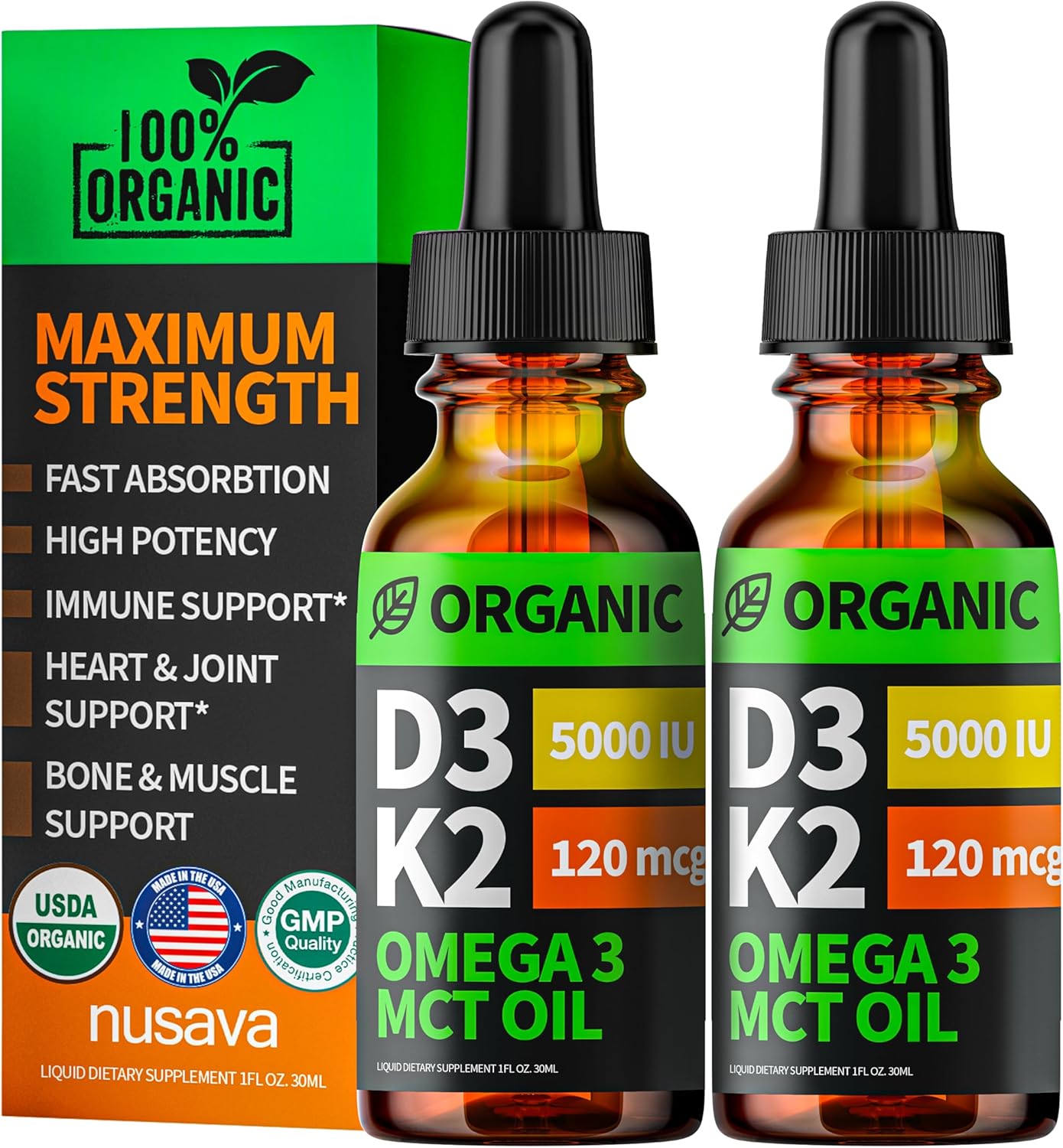 Immune Boost: Organic D3 K2 Drops - 2 Pack