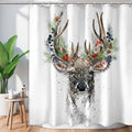 Christmas Shower Curtain Elk Deer in Winter Forest - 72in Waterproof