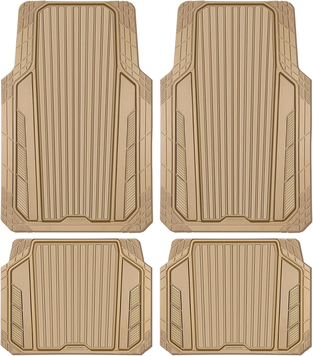 CAR PASS Heavy Duty Sporty Rubber Car Mats for All Seasons