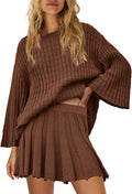 Yanekop Women's Cozy 2 Piece Sweater and Skirt Set for Relaxation
