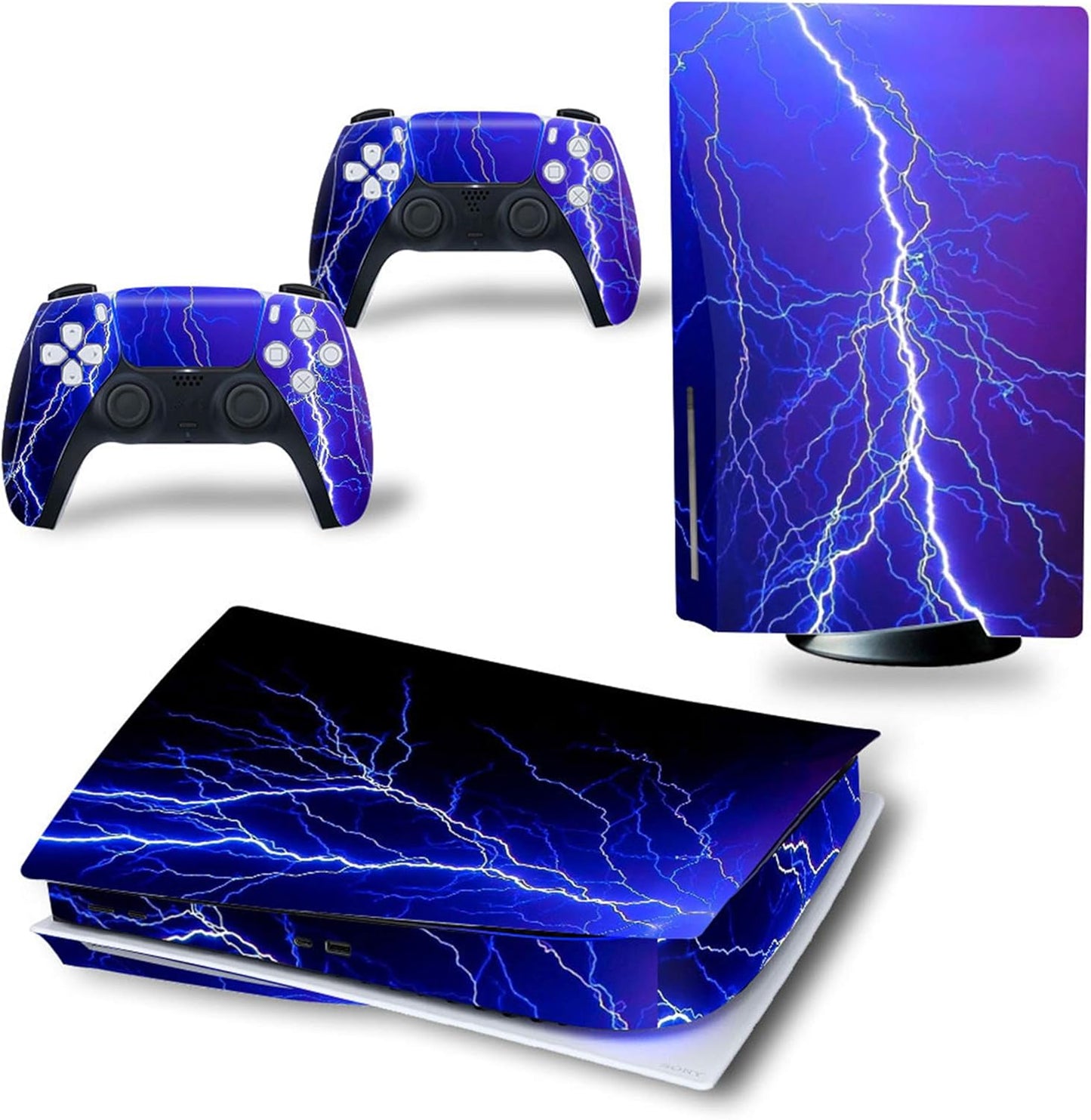 Protective Blue Lightning Skin for PS5 Disc Edition