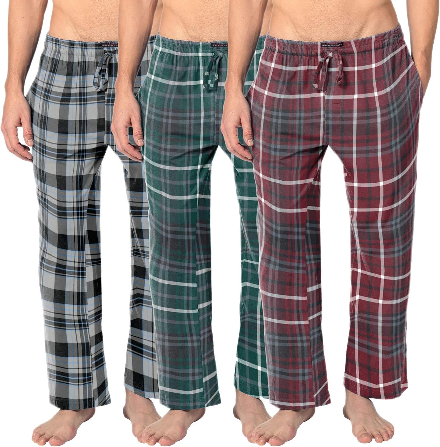 Andrew Scott Men's Cotton Flannel Fleece Pajama Lounge Pants