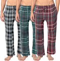 Men's 3 Pack Cotton Flannel Fleece Brush Pajama Lounge Pants - Cozy in