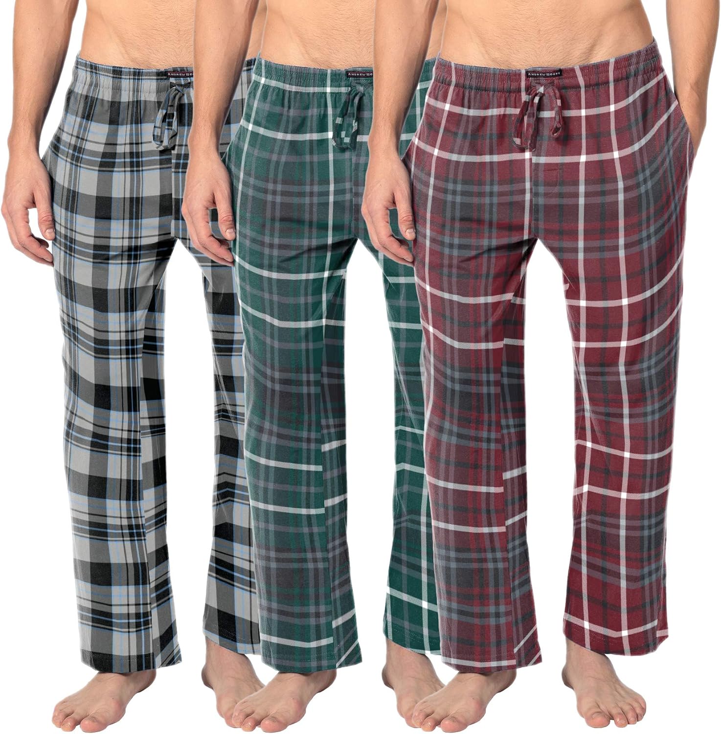Andrew Scott Men's Cotton Flannel Fleece Pajama Lounge Pants