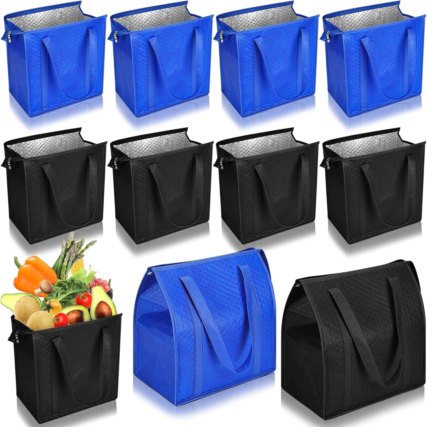 10 Pcs Large Insulated Shopping Bags for Groceries and More