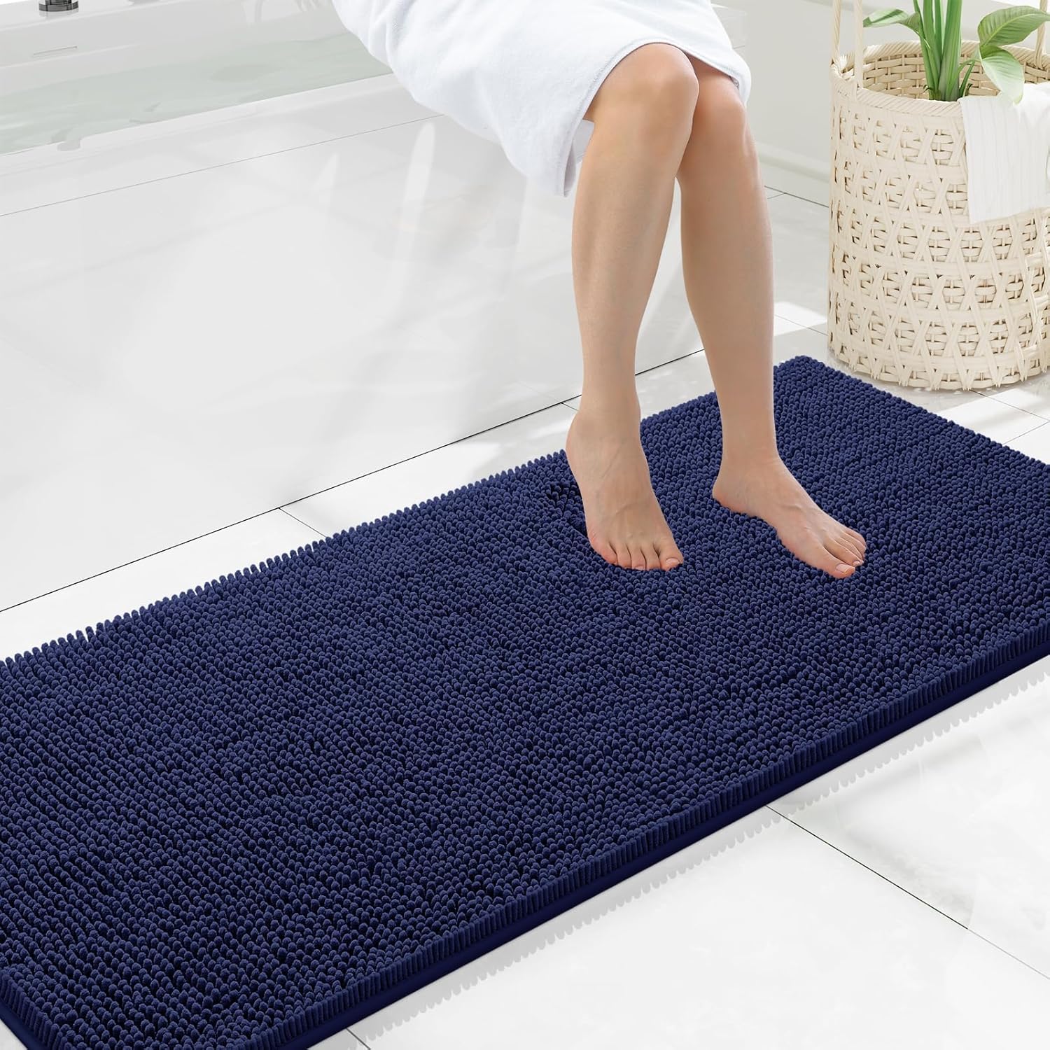 Smiry Luxury Chenille Bathroom Rugs - Soft, Absorbent, Non-Slip