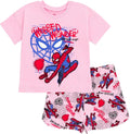 Marvel Spider-Man Girls T-Shirt and Dolphin Shorts Outfit Set
