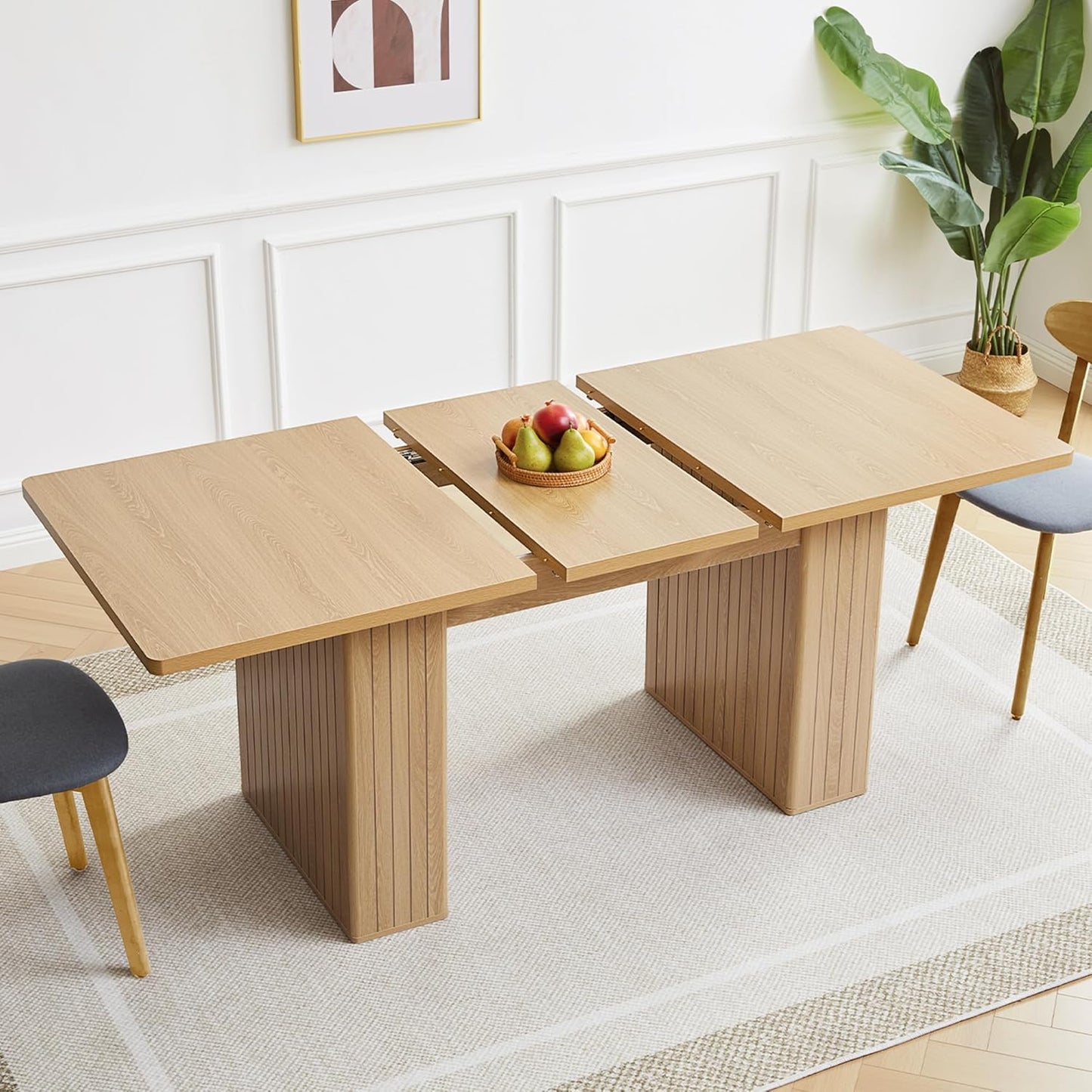 Versatile 55 in Extendable Rectangular Dining Table for 8 Guests
