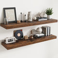 Floating Shelves for Wall Oak 55in Set of 2 - Deep Rustic Storage
