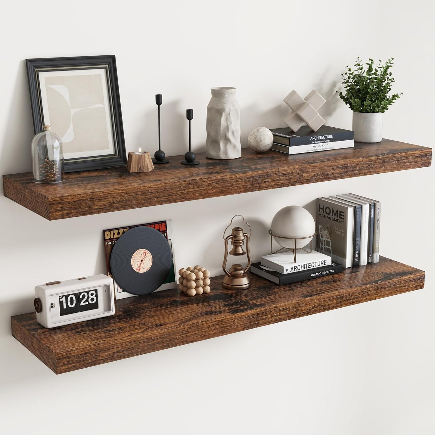 Floating Shelves for Wall with Invisible Brackets - Rustic Brown