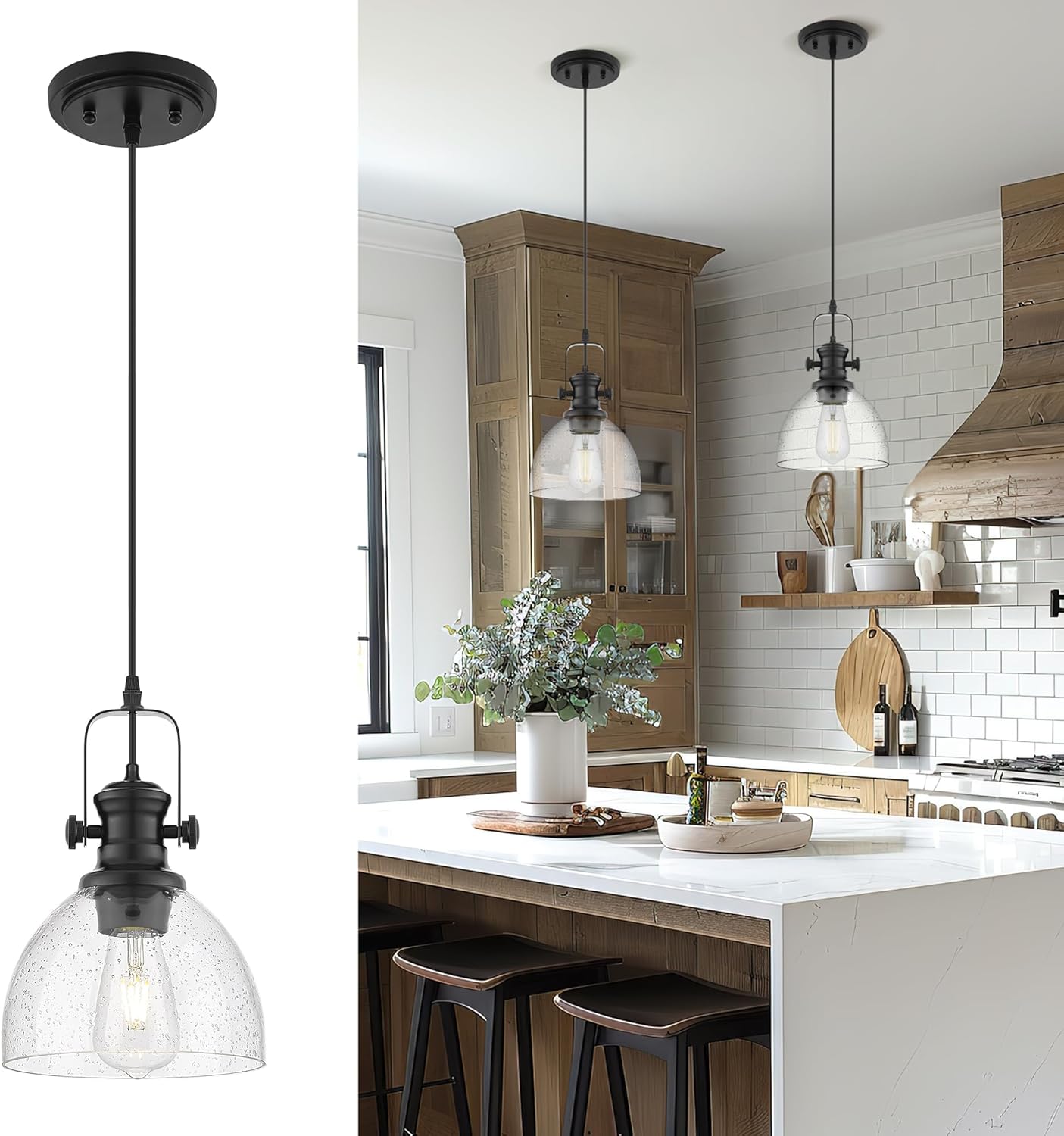 Vintage Black Pendant Lights for Kitchen Island and Dining Room