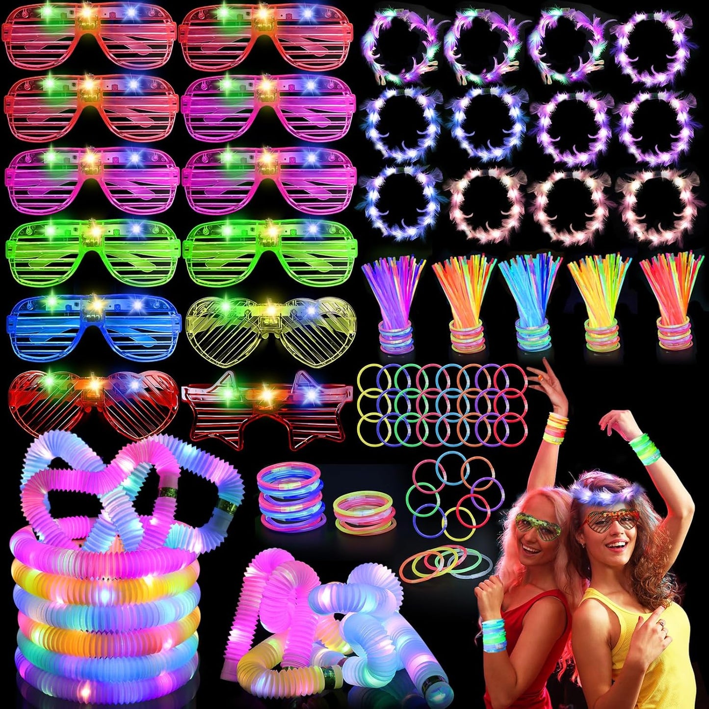 156 PCS Glow in the Dark Party Supplies for Kids Fun