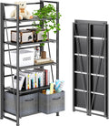 4NM No Assembly Folding Bookshelf 5-Shelf 62.2in - Space-Saving