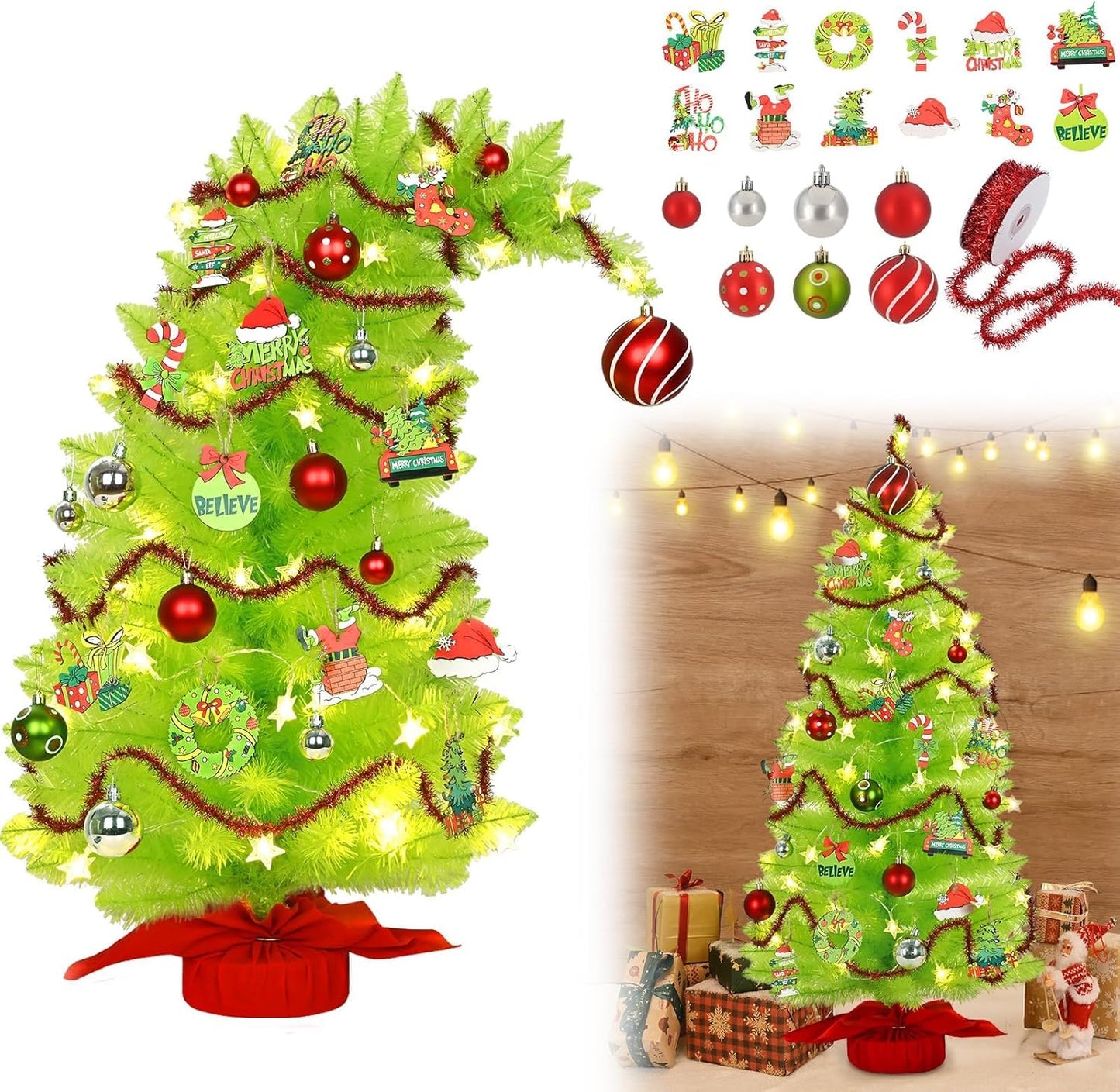 3.4Ft Whimsical Christmas Tree for Vibrant Holiday Decor