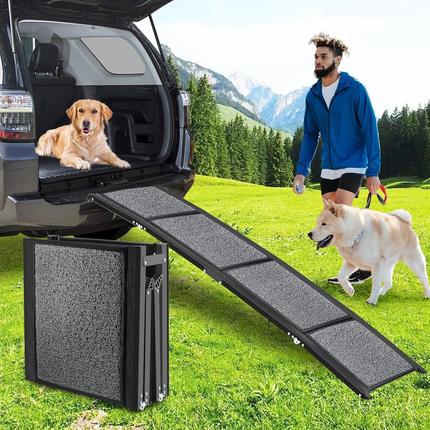 Dog Ramp for Car - Portable Folding Pet Steps for Large Dogs