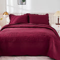Oversized Queen Cotton Bedspread in Wine Burgundy - Lightweight Quilt